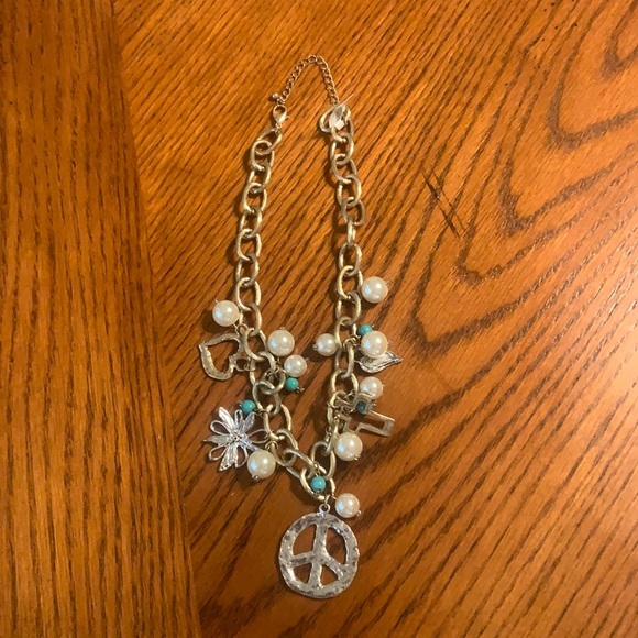 Not for sale Gold&Silver Tone FUN Peace Sign Charm Necklace - Picture 2 of 15